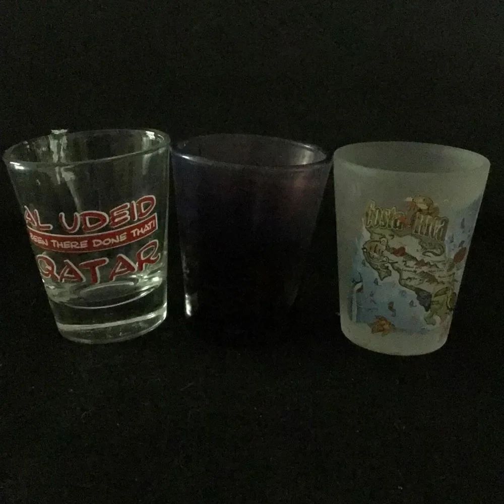 Shot glass set three location, shot glasses, top of the rock, water And Costa Ri